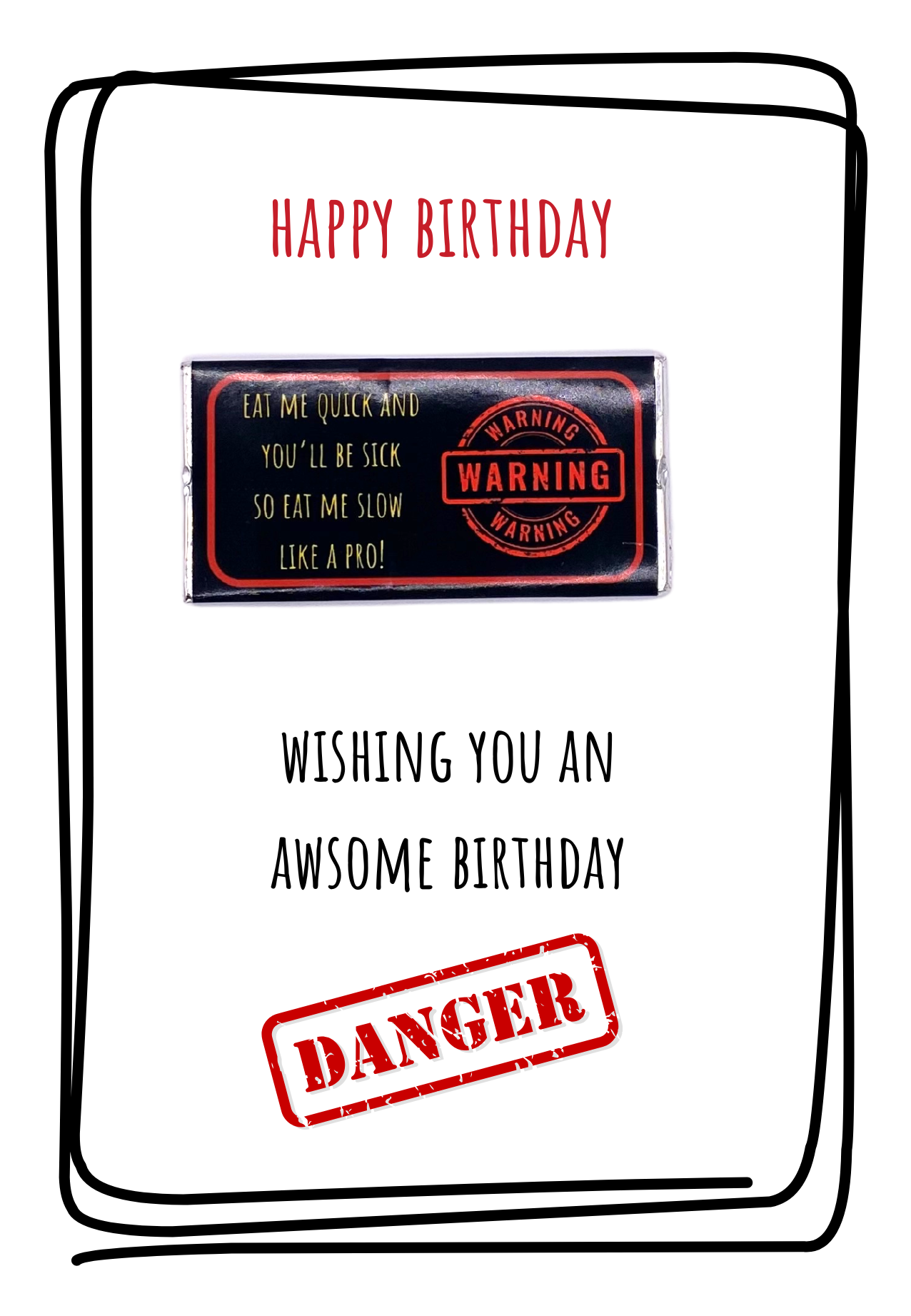 Birthday card with milk chocolate gift