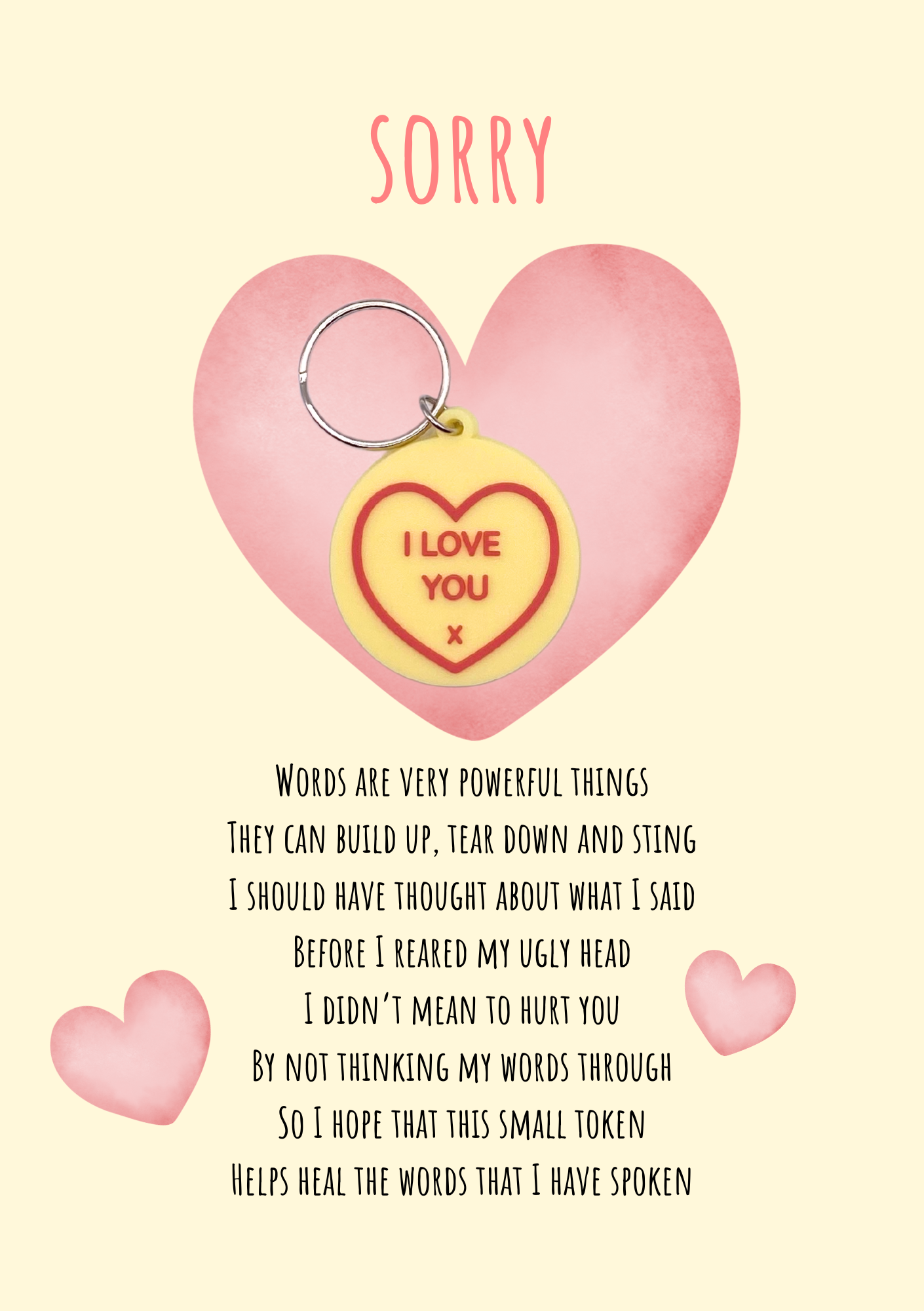 Sorry card with heart Keyring gift