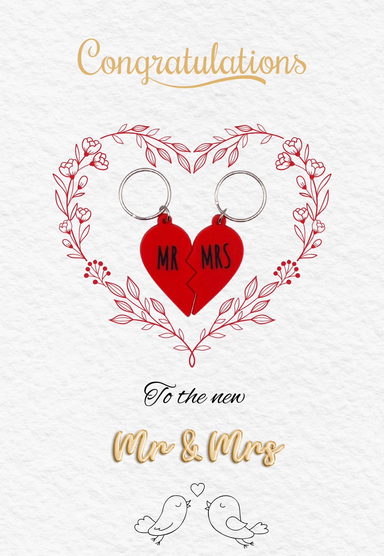 Wedding card with mr and Mrs Keyring gifts