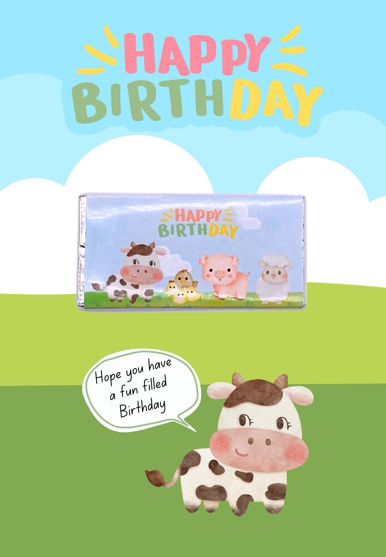Child Birthday card with milk chocolate gift