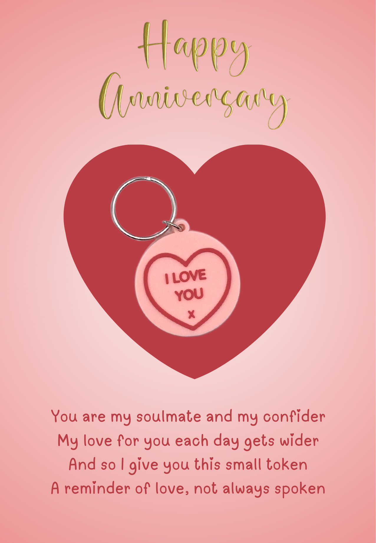 Anniversary card with heart Keyring gift