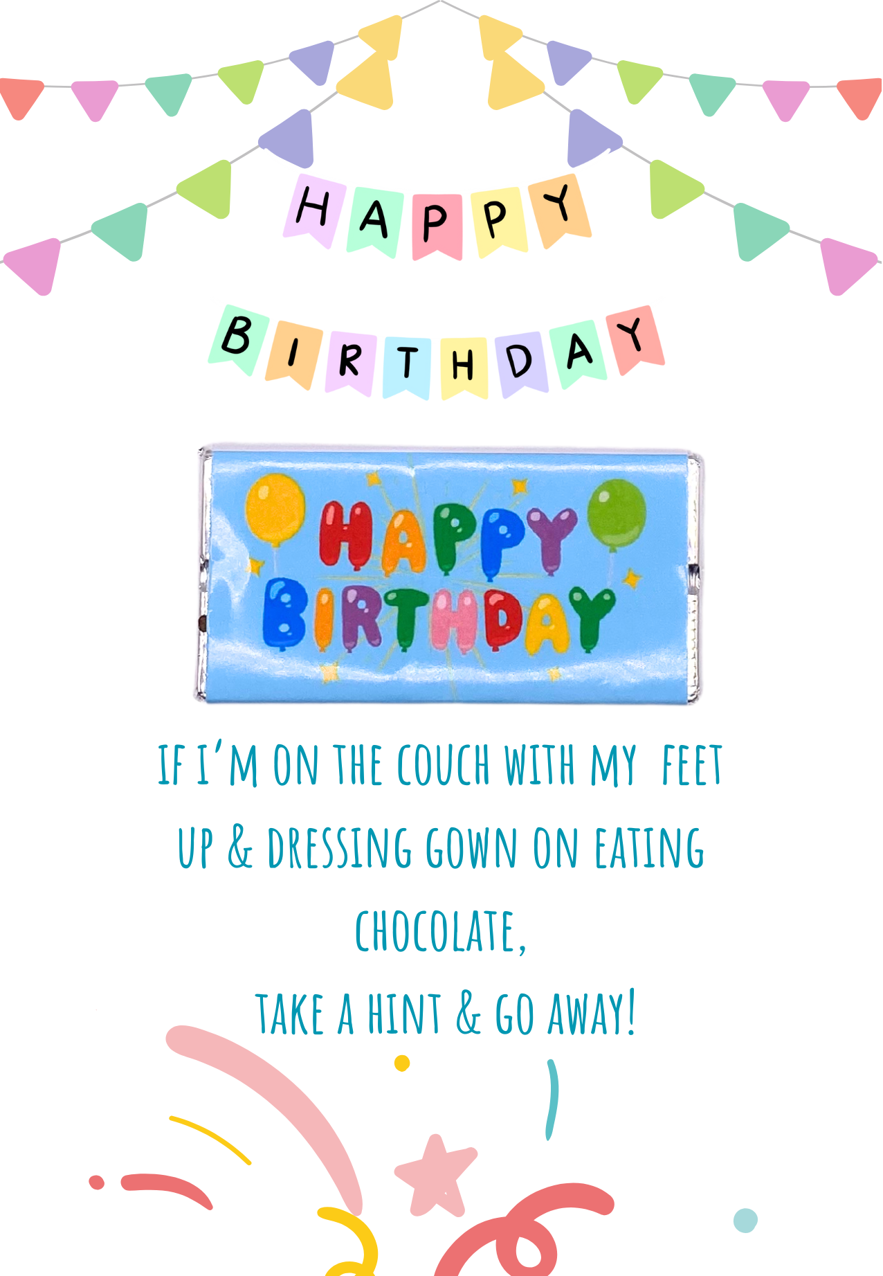 Birthday card with milk chocolate gift