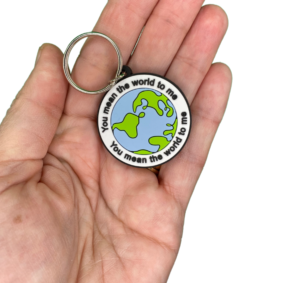Anniversary card with world Keyring gift