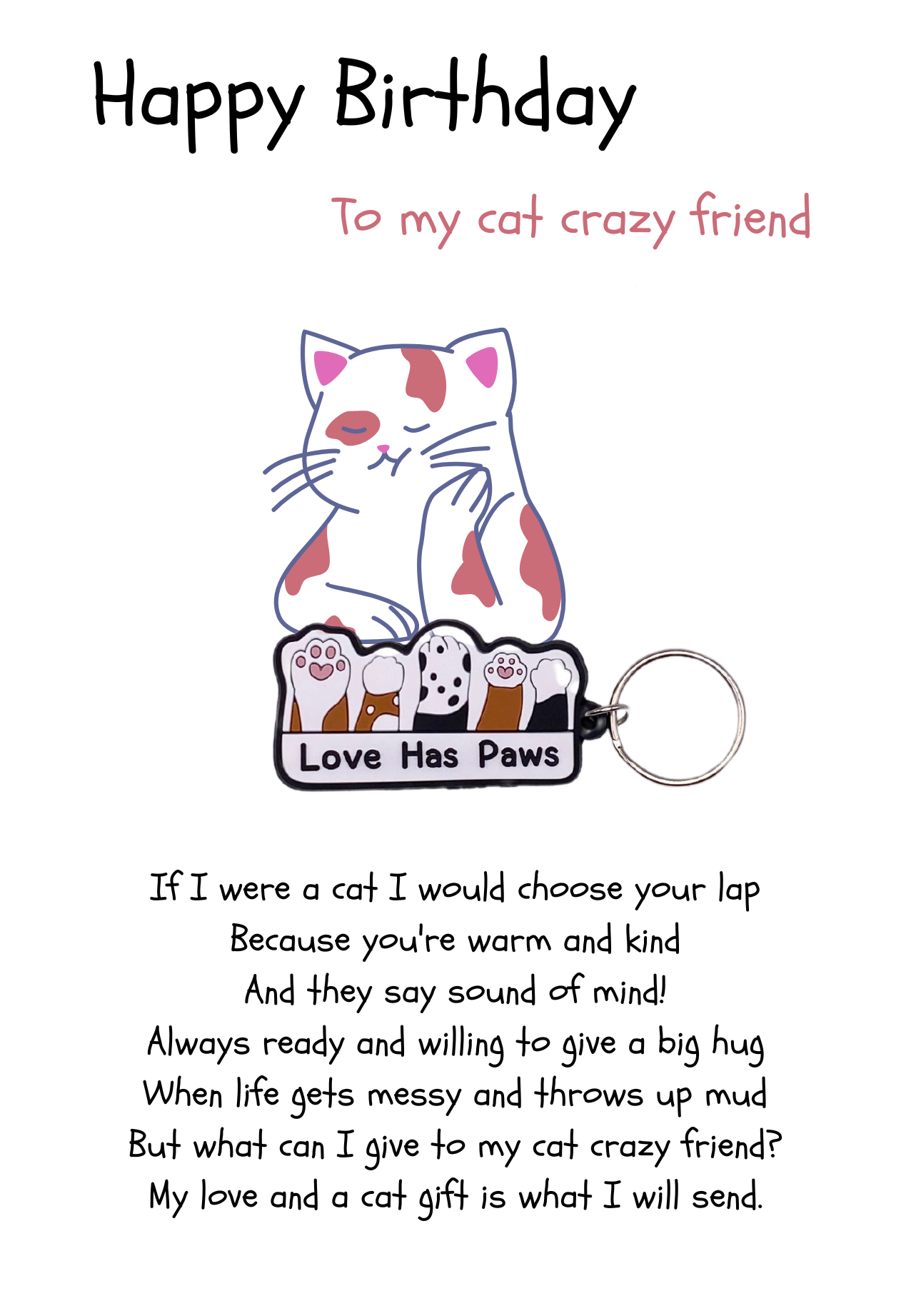 Cat crazy Friend birthday with paws Keyring gift