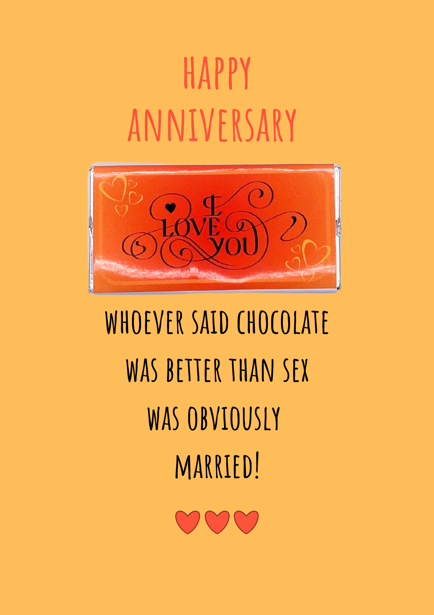 Anniversary card with milk chocolate gift