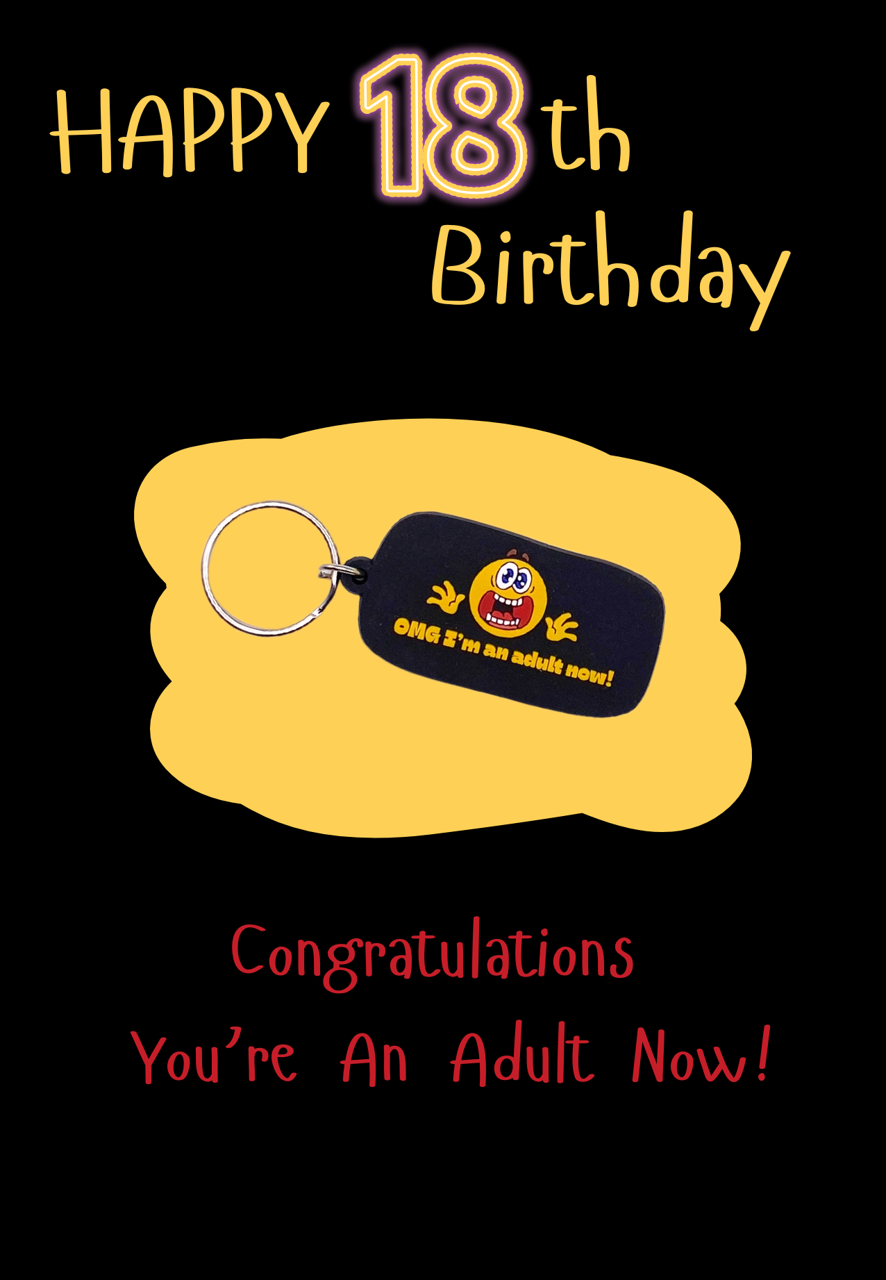 18th Birthday card with OMG Keyring gift