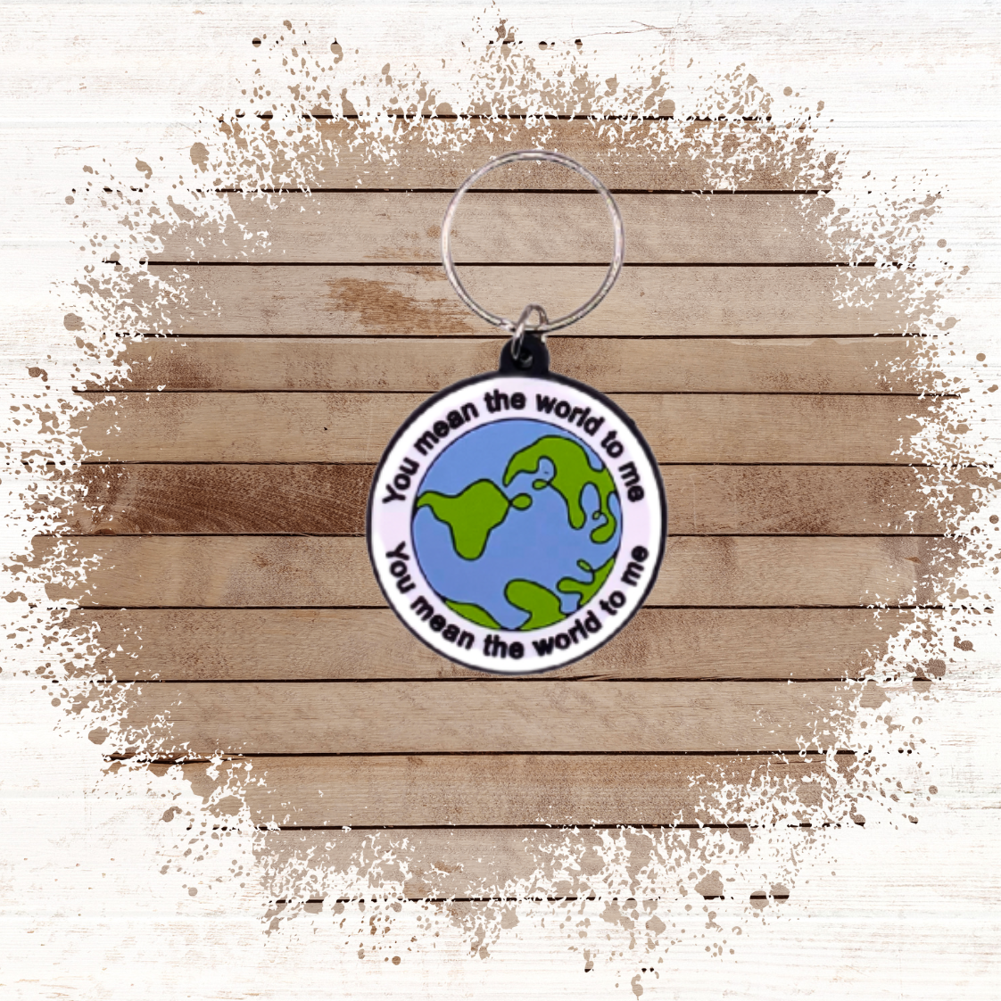Anniversary card with world Keyring gift