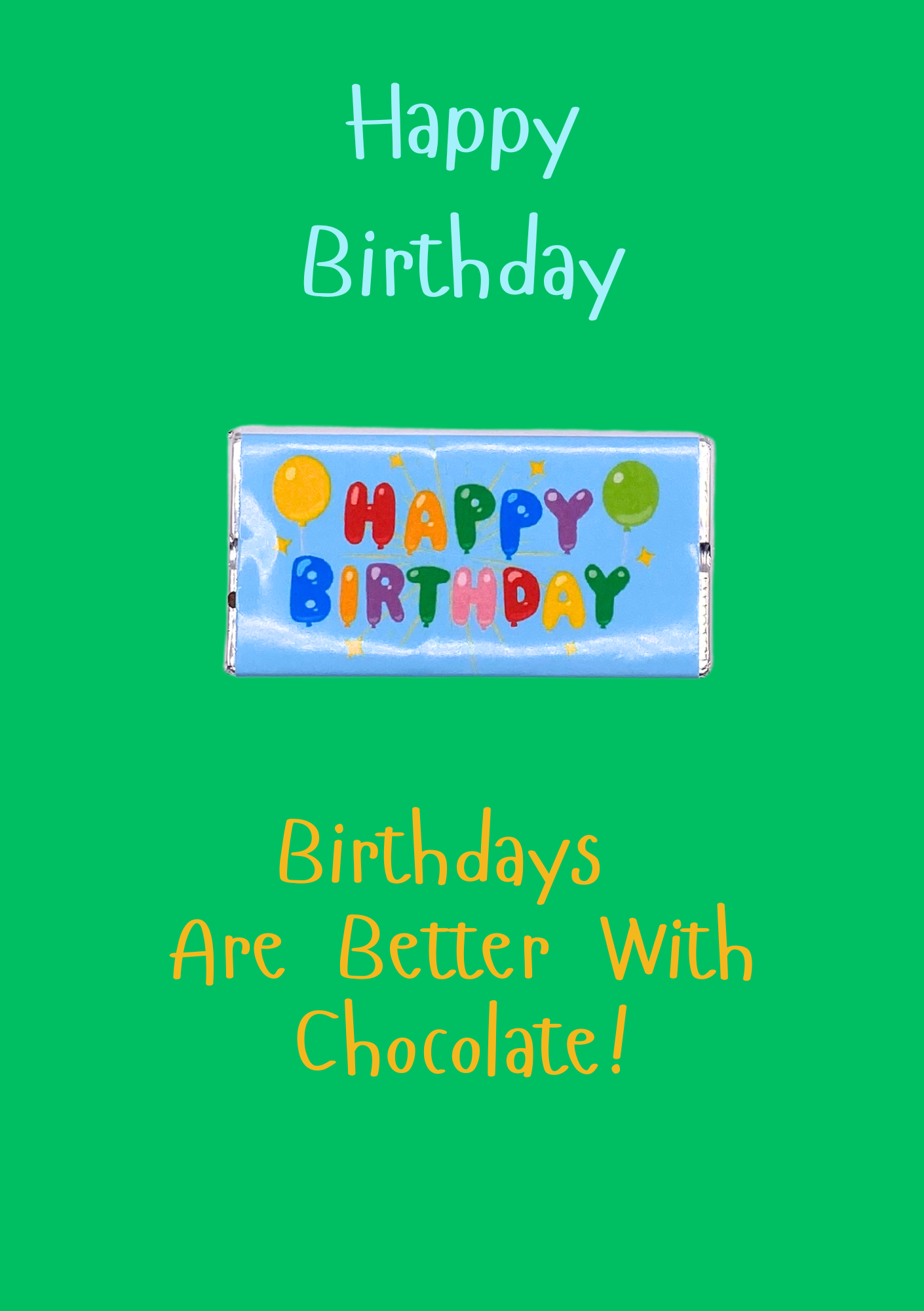 Birthday card with milk chocolate gift