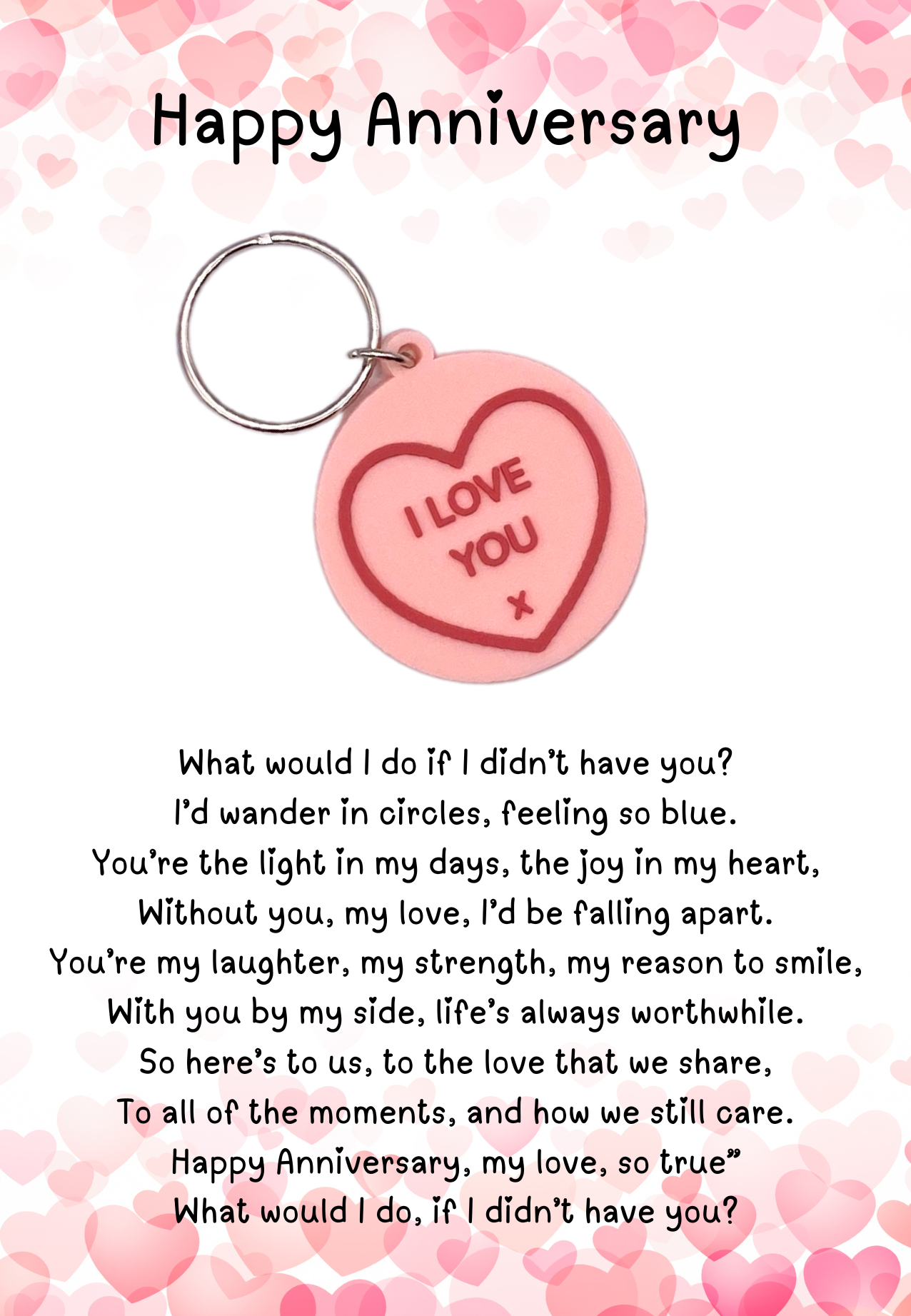 Anniversary card with love heart Keyring gift