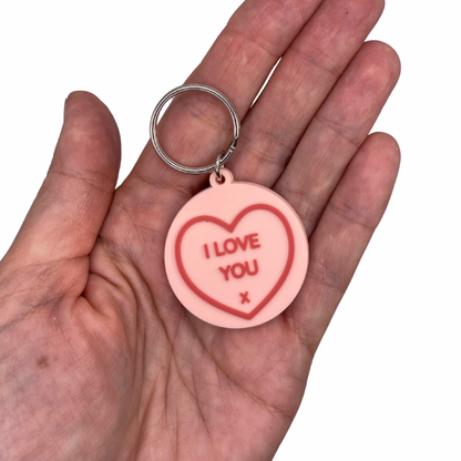 Anniversary card with love heart Keyring gift