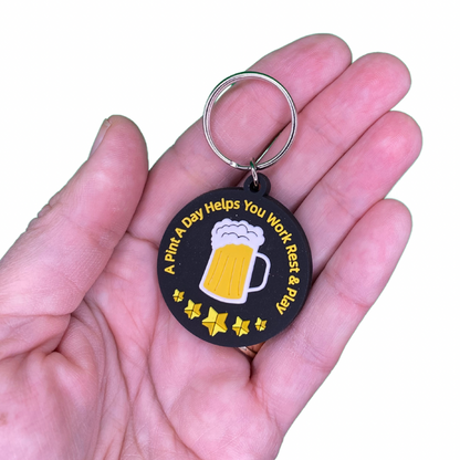 Boyfriend birthday card with pint Keyring gift