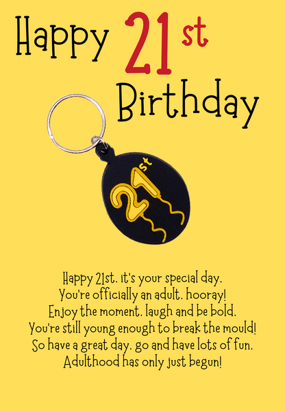 21st Birthday with 21st balloon Keyring gift