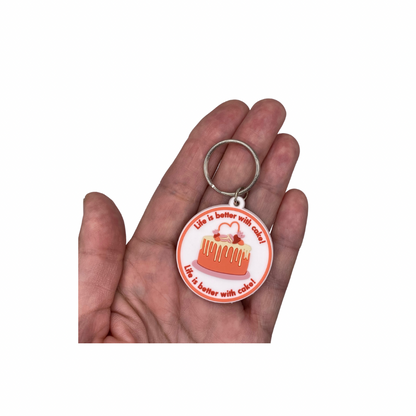 Wife Anniversary card with cake Keyring gift