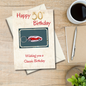 50th Birthday card with classic car Keyring gift