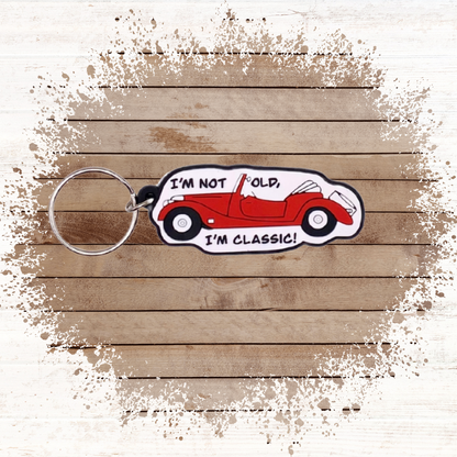 40th Birthday card with classic car Keyring gift