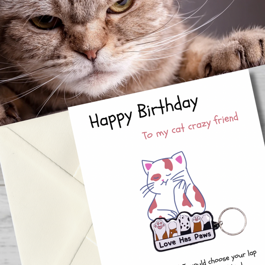 Cat crazy Friend birthday with paws Keyring gift