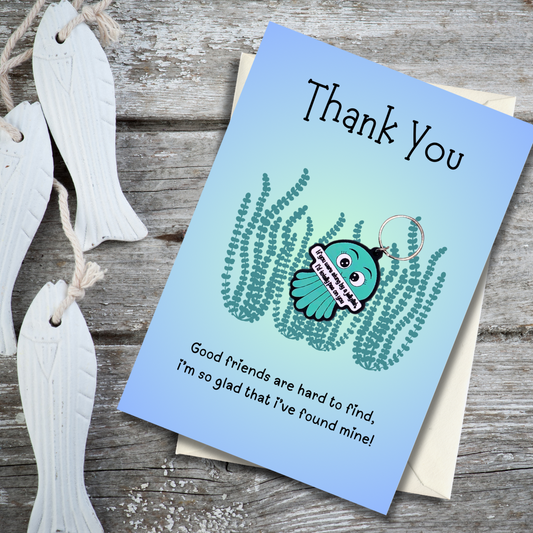 Thank you good friend card with jellyfish Keyring gift