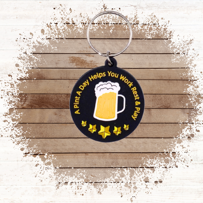 Husband birthday card with beer Keyring gift