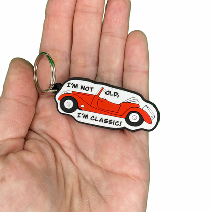 Anniversary card with classic car Keyring gift