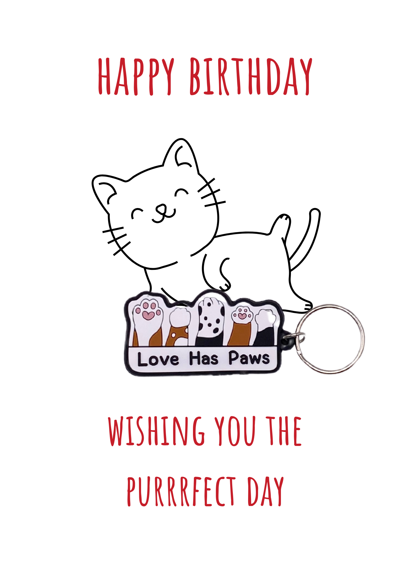 Purrrfect birthday with paws Keyring gift