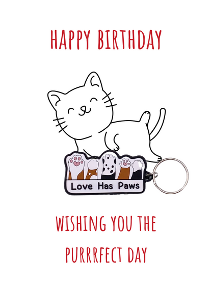 Purrrfect birthday with paws Keyring gift