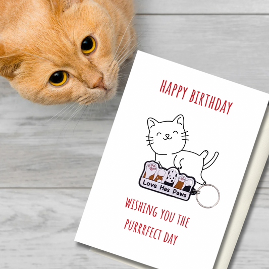 Purrrfect birthday with paws Keyring gift