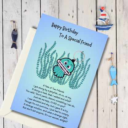 Friend birthday card with jellyfish Keyring gift