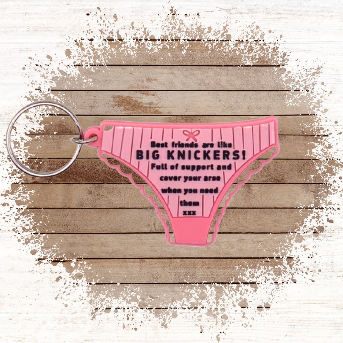 Bestie birthday card with knickers Keyring gift