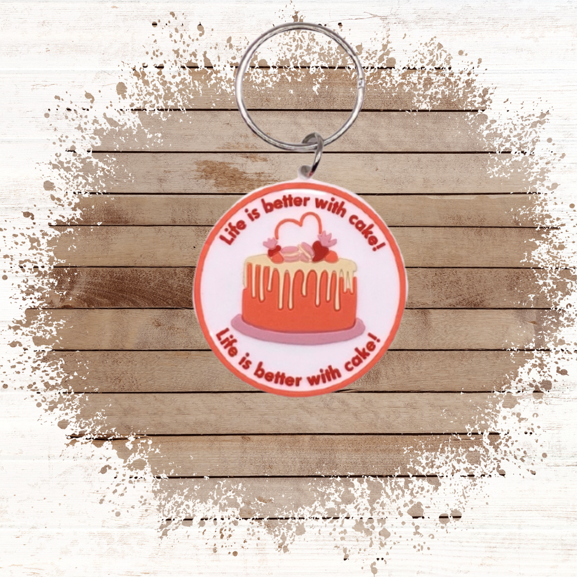 Birthday card with cake Keyring gift