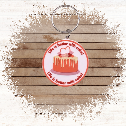 Birthday card with cake Keyring gift