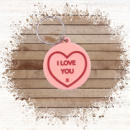 Anniversary card with love heart Keyring gift