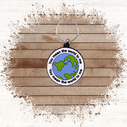 Anniversary card with world Keyring gift
