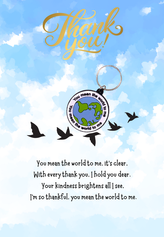 Thank you card with world Keyring gift