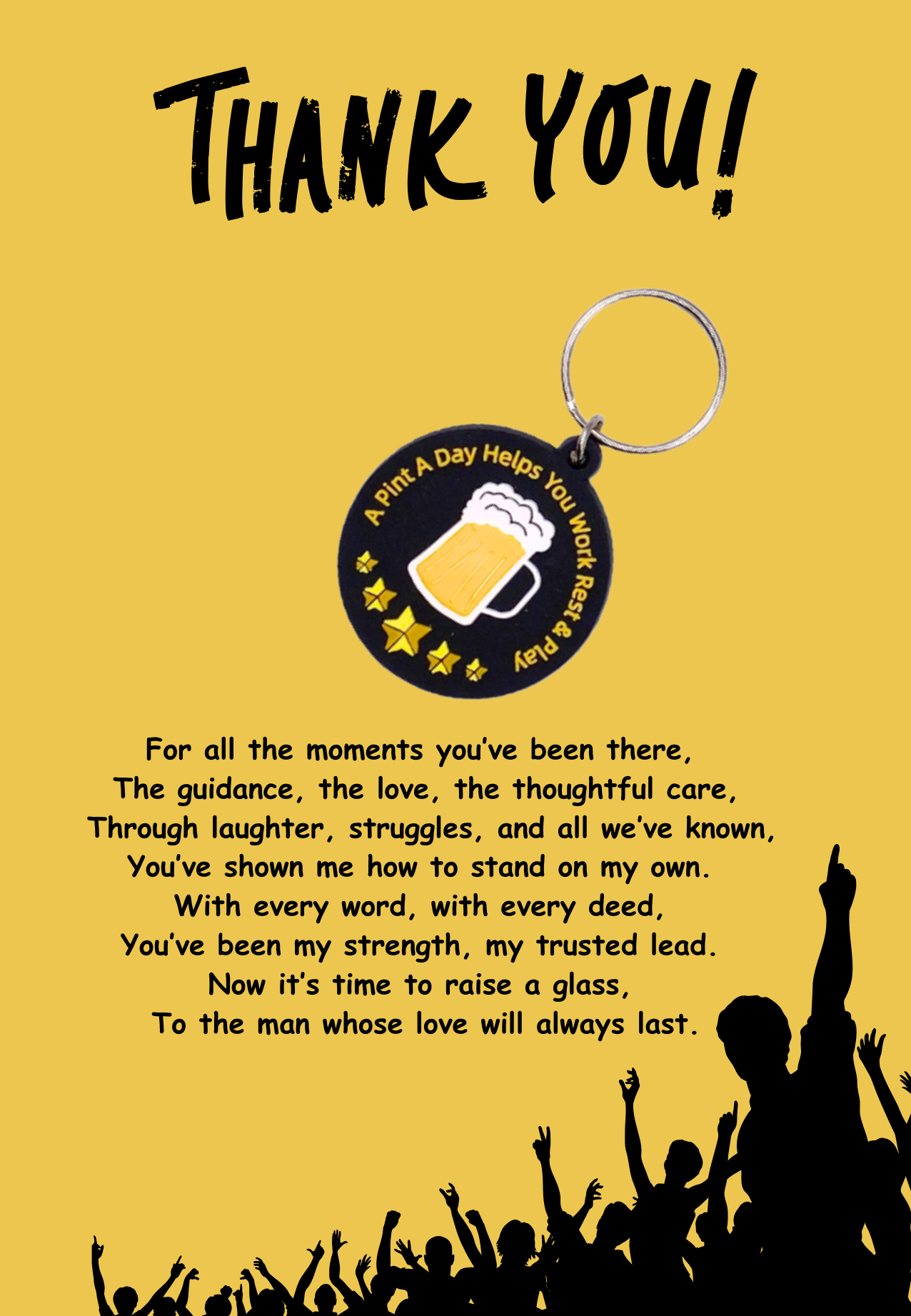 Thank you-for him card with beer Keyring