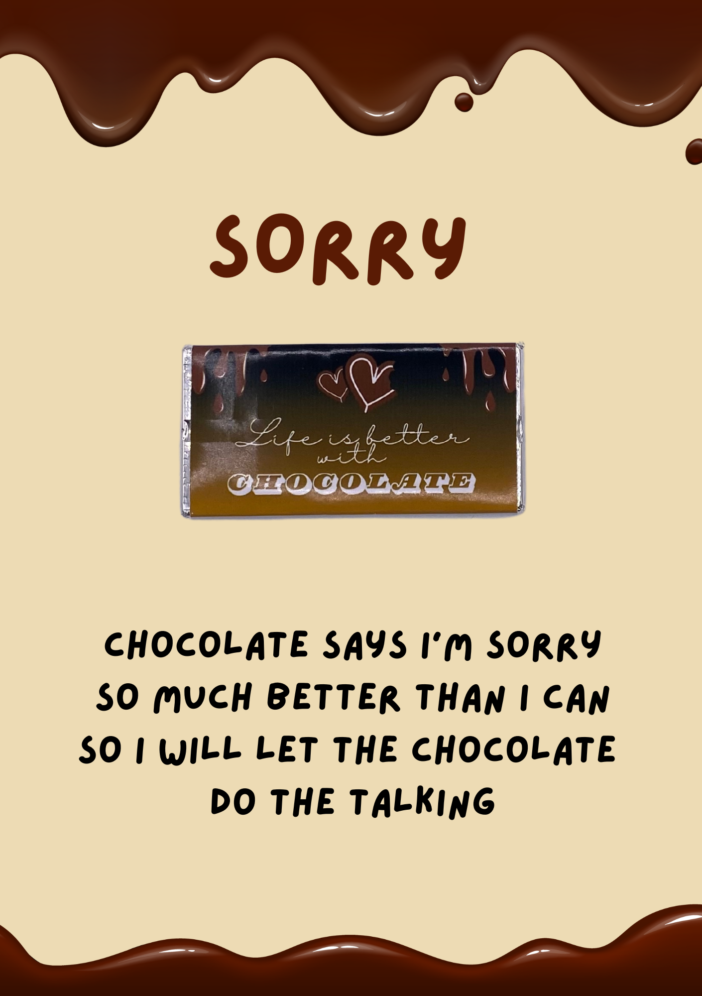 Sorry card with milk chocolate gift